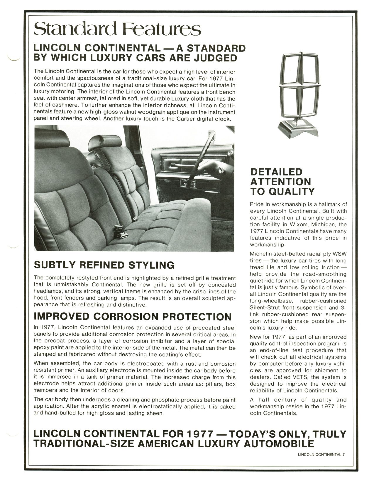 1977 Lincoln Continental Mark V Product Facts Book Page 12